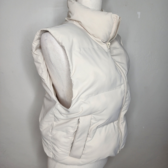 ZARA Sleeveless Puffer Vest Light Beige Size Small - Picture 6 of 10